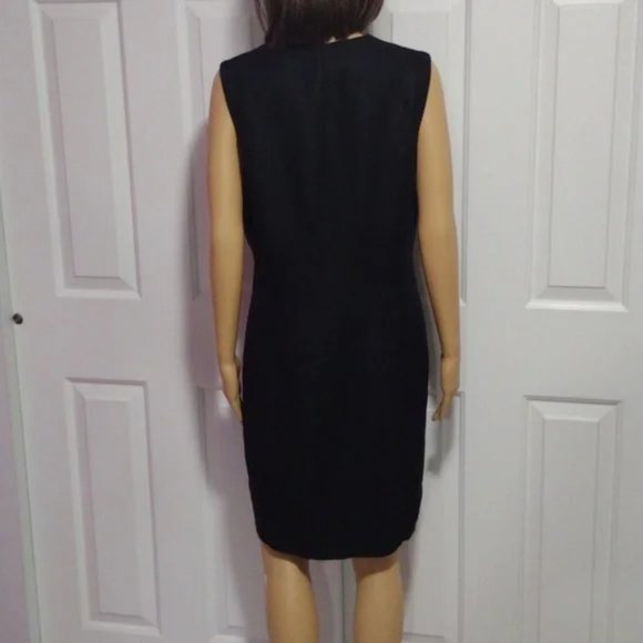 Vintage Brooks Brothers Linen Dress 80s Black Sleeveless Button Down Size 12 - Picture 6 of 8